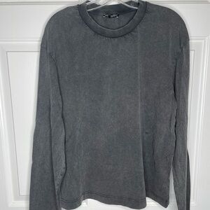 Zara Anthracite Gray WASHED LONG SLEEVE TOP - Medium